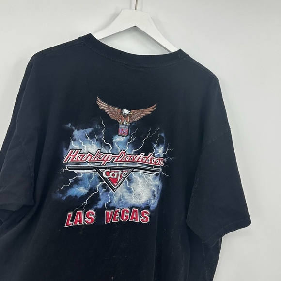 Harley Davidson Cafe Las Vegas Custom Bleach Splatter Short Sleeve Shirt - Picture 6 of 8